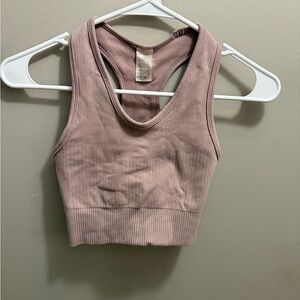 Ribbed Racerback Bra in Soft Pink